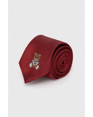Moschino krawat jedwabny kolor czerwony