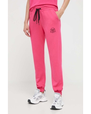 Pinko spodnie dresowe bawełniane kolor różowy z aplikacją 100371.A162