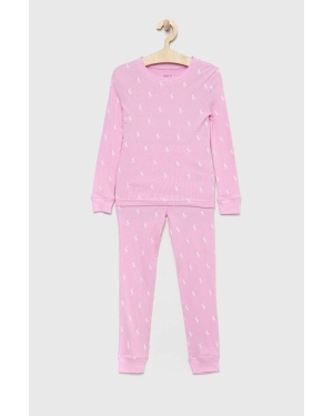 Polo Ralph Lauren piżama bawełniana kolor różowy wzorzysta