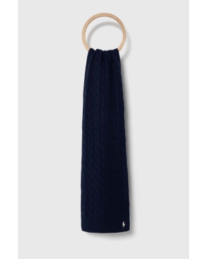 Polo Ralph Lauren szalik bawełniany kolor granatowy gładki