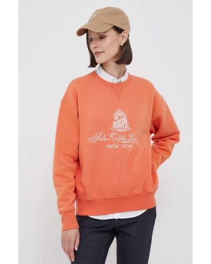 Polo Ralph Lauren bluza damska kolor pomarańczowy z nadrukiem