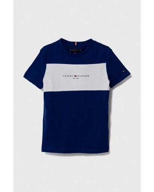 Tommy Hilfiger t-shirt bawełniany dziecięcy kolor granatowy wzorzysty