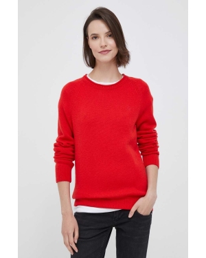 Tommy Hilfiger sweter wełniany damski kolor czerwony lekki