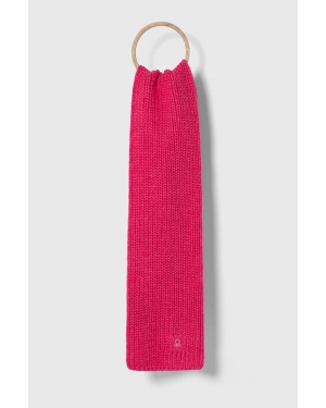 United Colors of Benetton szalik z domieszką wełny kolor różowy gładki
