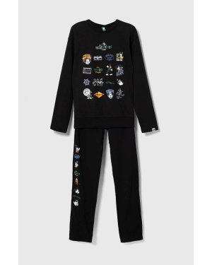 United Colors of Benetton piżama bawełniana dziecięca x Disney kolor czarny wzorzysta