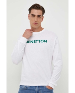 United Colors of Benetton longsleeve bawełniany kolor biały