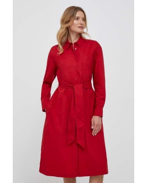 United Colors of Benetton sukienka bawełniana kolor czerwony mini oversize