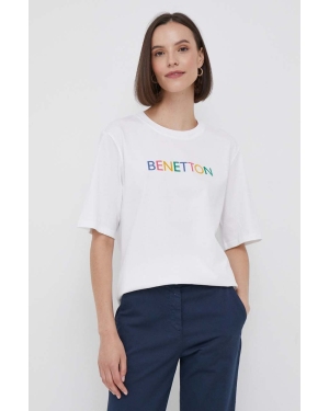 United Colors of Benetton t-shirt bawełniany kolor biały