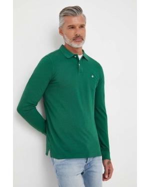 United Colors of Benetton longsleeve bawełniany kolor zielony gładki