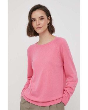 United Colors of Benetton sweter z domieszką wełny damski kolor różowy lekki