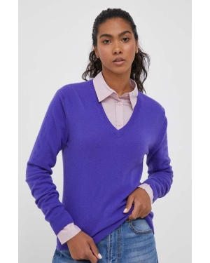 United Colors of Benetton sweter wełniany damski kolor fioletowy lekki