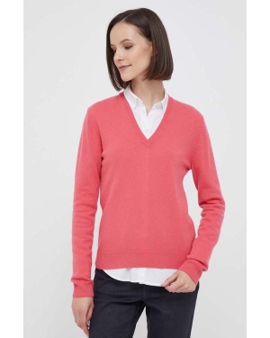 United Colors of Benetton sweter wełniany damski kolor różowy lekki