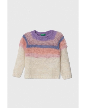 United Colors of Benetton sweter z domieszką wełny dziecięcy kolor beżowy lekki