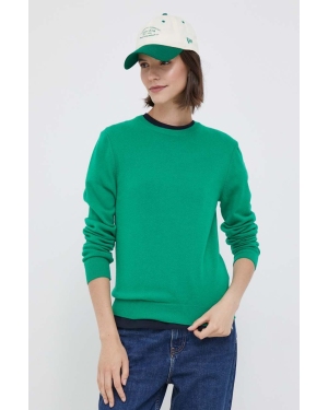 United Colors of Benetton sweter wełniany damski kolor zielony lekki