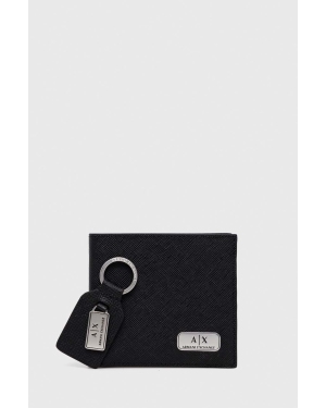 Armani Exchange portfel i brelok skórzany męski kolor czarny 958487 CC843