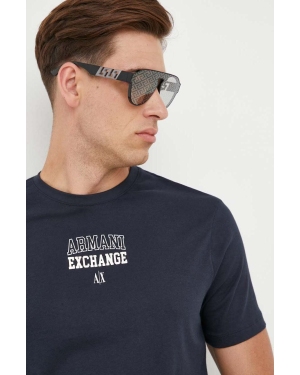 Armani Exchange t-shirt bawełniany kolor granatowy z nadrukiem