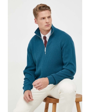 Armani Exchange sweter z domieszką wełny męski kolor niebieski