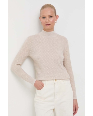 Armani Exchange sweter z domieszką wełny damski kolor złoty lekki z półgolfem