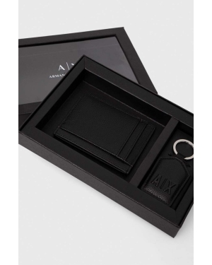 Armani Exchange etui na karty skórzane i brelok kolor czarny 958510 3F892