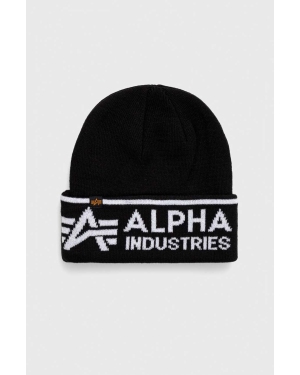 Alpha Industries czapka kolor czarny z grubej dzianiny