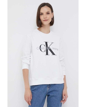 Calvin Klein Jeans bluza bawełniana damska kolor biały z nadrukiem