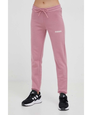 Napapijri spodnie dresowe kolor różowy gładkie