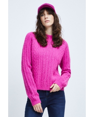 Medicine sweter z domieszką wełny damski kolor różowy z półgolfem