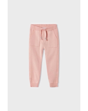 Mayoral spodnie dresowe dziecięce kolor różowy gładkie