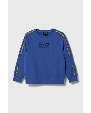 EA7 Emporio Armani bluza dziecięca kolor niebieski z nadrukiem