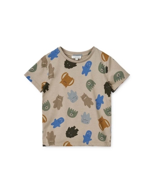 Liewood t-shirt bawełniany dziecięcy kolor szary gładki