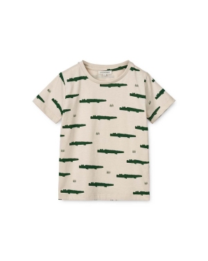 Liewood t-shirt bawełniany dziecięcy kolor beżowy gładki