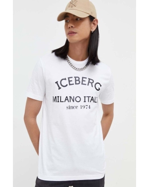 Iceberg t-shirt bawełniany kolor biały z nadrukiem