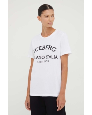 Iceberg t-shirt bawełniany kolor biały
