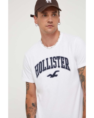 Hollister Co. t-shirt bawełniany kolor biały z aplikacją