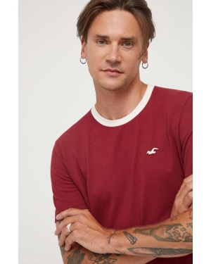 Hollister Co. t-shirt męski kolor bordowy gładki