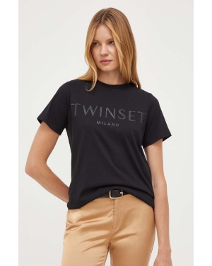 Twinset t-shirt bawełniany kolor czarny