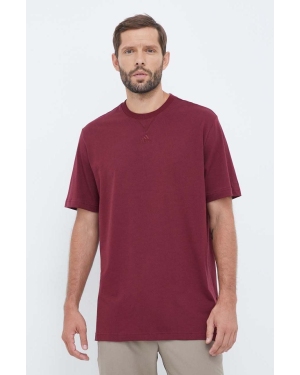 adidas t-shirt bawełniany kolor bordowy gładki
