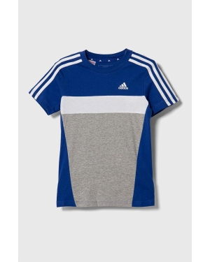 adidas t-shirt bawełniany dziecięcy kolor niebieski wzorzysty