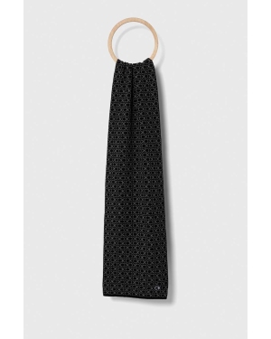 Calvin Klein szalik z domieszką wełny kolor czarny wzorzysty