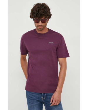 Calvin Klein t-shirt bawełniany kolor fioletowy gładki