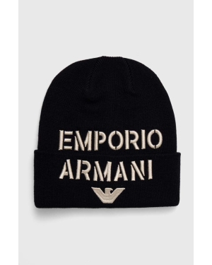 Emporio Armani czapka z domieszką wełny dziecięca kolor granatowy
