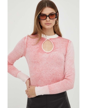 Guess sweter damski kolor różowy lekki