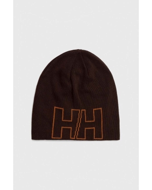 Helly Hansen czapka kolor brązowy z cienkiej dzianiny