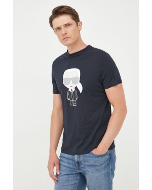 Karl Lagerfeld t-shirt bawełniany 500251.755071 kolor granatowy z nadrukiem