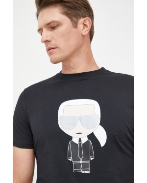 Karl Lagerfeld t-shirt bawełniany 500251.755071 kolor czarny z nadrukiem