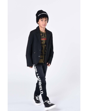 Karl Lagerfeld czapka dziecięca kolor czarny z grubej dzianiny