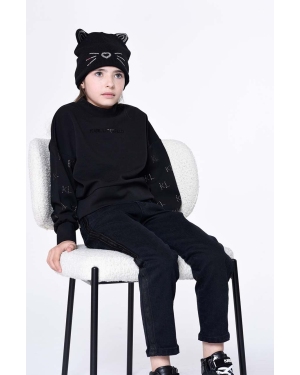 Karl Lagerfeld czapka dziecięca kolor czarny z cienkiej dzianiny