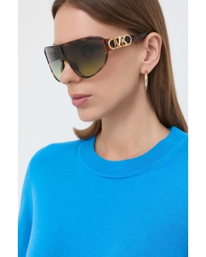 Michael Kors okulary przeciwsłoneczne EMPIRE SHIELD damskie kolor brązowy 0MK2194