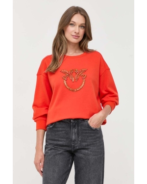 Pinko bluza bawełniana damska kolor pomarańczowy z aplikacją