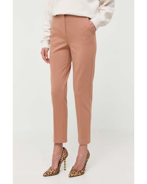 Pinko spodnie damskie kolor brązowy proste high waist